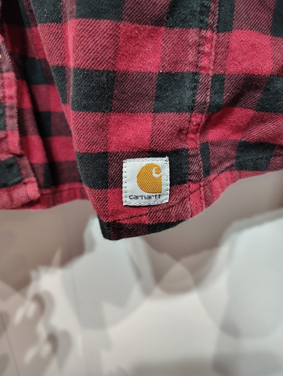 Carhartt Womens Flannel Shirt Large Red Black Plaid Buffalo Check Button Down - Picture 3 of 6